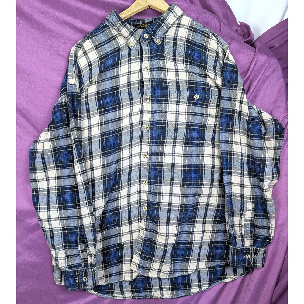 Canyon Guide Outfitters 2XL Blue Plaid Flannel Button Up Casual 100% cotton VTG